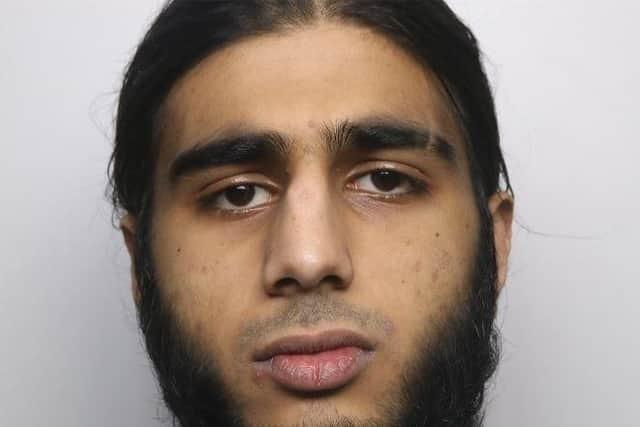 Khan, 22, raped and throttled his female victim after luring her into a block of flats in Derby in the early hours of November 10, 2022.
He then stole her bag which contained her bank card, house keys and around £15, before leaving the scene.
Khan, of Moyne Gardens, Derby, was jailed for 11 years.