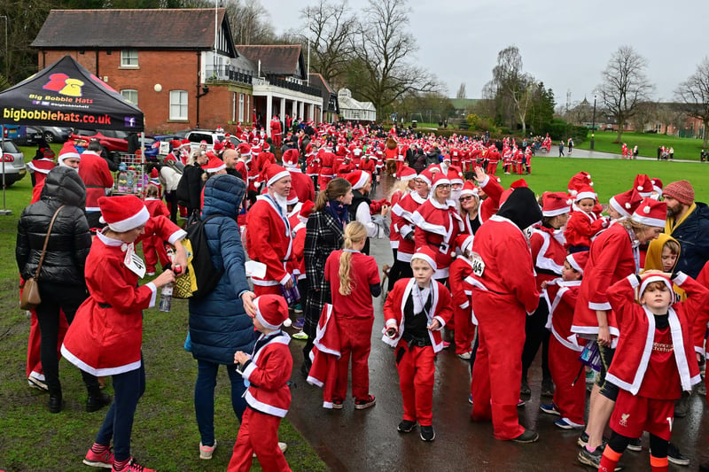 Crowd of Santas ready for the big event.