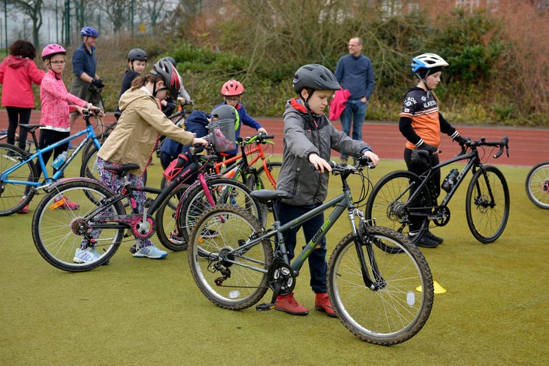 Youngsters pick up some bike safety tips from lkeston Cycle Club.