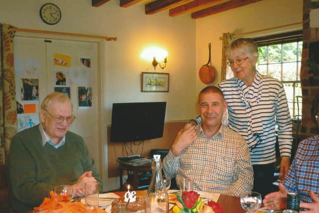 The couple on their 30th anniversary – with friend Rosie.