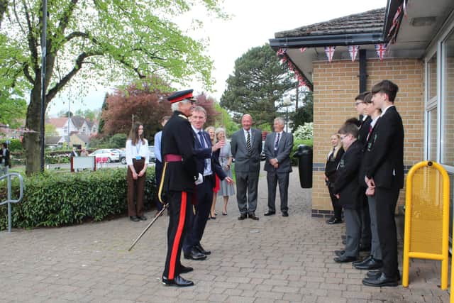 Brookfield Community School welcomed the Queen’s representative Vice-Lord Lieutenant Colonel, John Wilson; Deputy Lieutenant, Lead for the Queen’s Green Canopy initiative, Brell Ewart and members of the Old Cestrefeldians’ Society, Incoming President, John Drabble; Secretary, Derrick Priestley and Trustees, Tony Hine and Rob Woodhead.