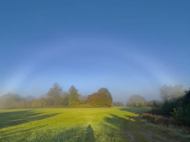 Andrew captured the fogbow while out walking in Pinxton on a misty morning.