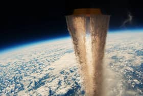 Ashes are taken up 10,000 feet in an Aura Flights vessel and released into the stratospheric winds, where they travel around the planet multiple times for around three to six months, before returning to earth in the form of rain or snowflakes. Image: Aura Flights