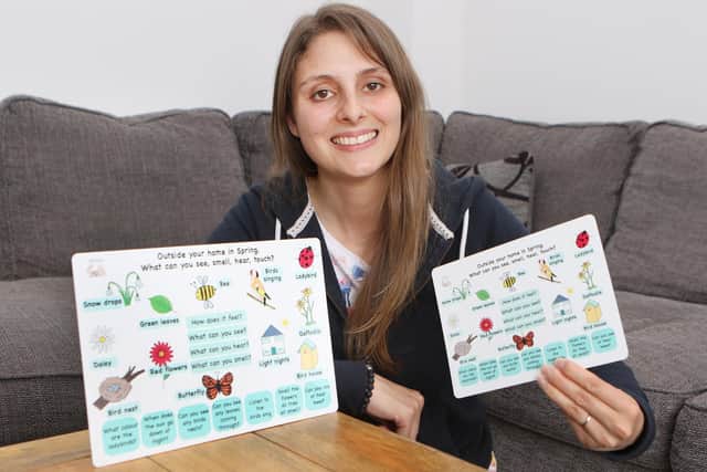 Chloe Pillar, founder of Our Play Den, with the mindful boards which she says can support mental health in young children