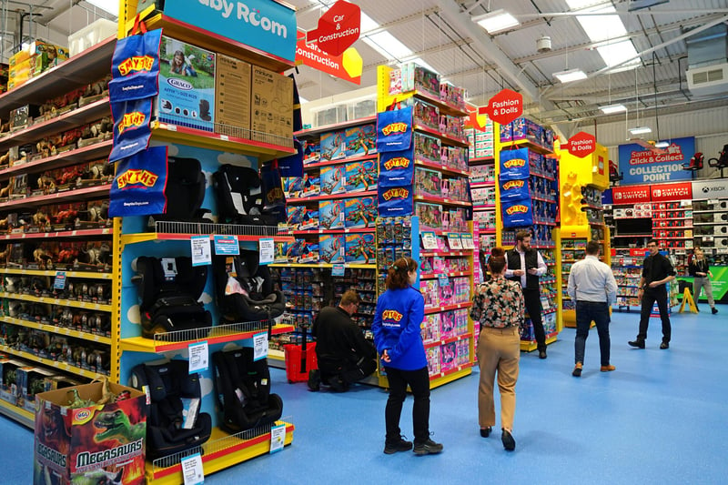 Shelves are piled high from floor to ceiling at Smyths Toys Superstores on Wheatbridge Retail Park, Wheatbridge Road, Chesterfield.