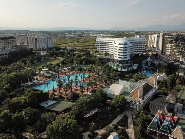 This picture shows luxury hotels in Antalya, southern Turkey - travellers can fly to Antalya, Bodrum and Dalaman in Turkey from Doncaster Sheffield Airport.