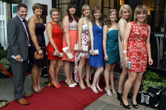 Netherthorpe School's 6th form prom at Ringwood Hall in 2012. Ben Everett, Louise Wragg, Jessica Howes, Kelly Hill, Gemma Davis, Victoria Waddoups, Jenny Bouler, Sian Hodkin and Laura Wilson.