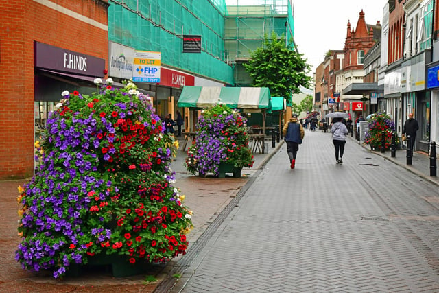 Even when the sun isn't out, the spectacular flowers brighten up the town centre.