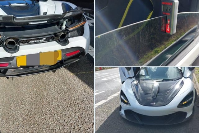 The flashy supercar was stopped at Tibshelf on the M1 after passing with no front registration plate and an illegal rear plate.Police say the tinted windows gave just 23 per cent light transmission - the legal minimum is 70 per cent. Police tweeted: "Tints removed roadside".