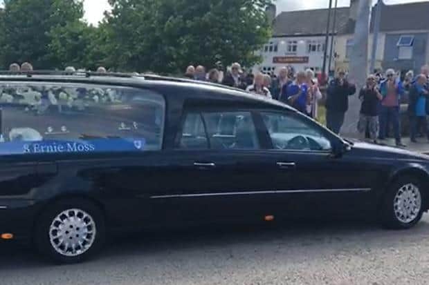Ernie Moss' funeral procession was met with hundreds of fans and supporters at the Technique Stadium.