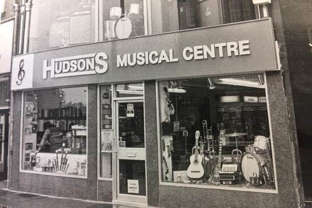 As well as selling records, cassettes and eventually CDs, Hudson's also had shops selling musical instruments. This branch of their empire of shops on the end of Burlington Street, is today home to Salon DM hairdressers.