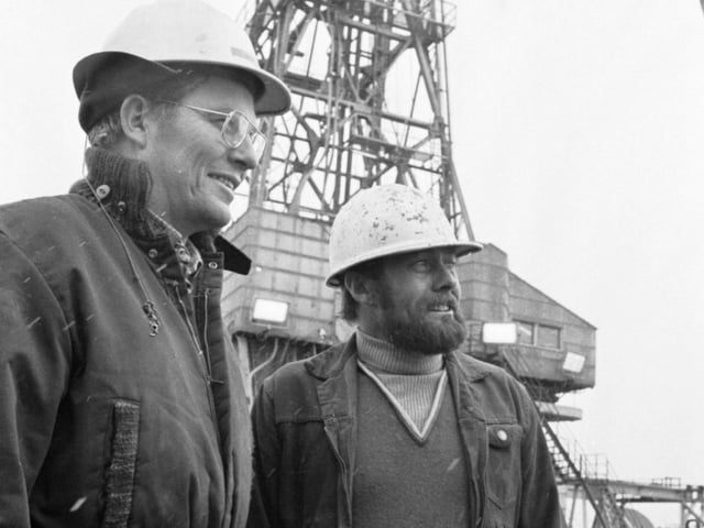 Oil workers Dekker & Donck on the Staflo oil rig in the North Sea, March 1971.