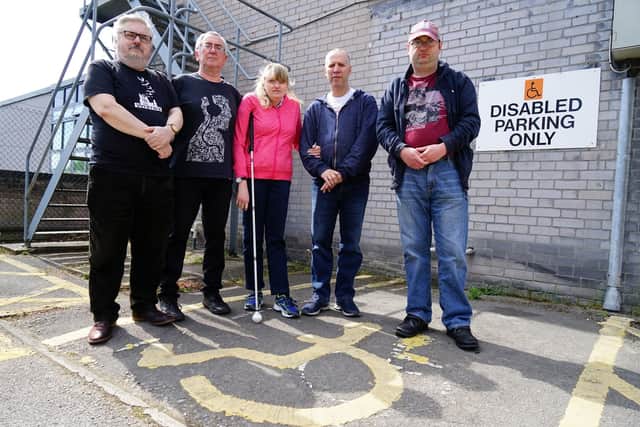 Adrian Rimington and a group of disability campaigners are trying to raise awareness of the problems they face with able-bodied people using disabled parking spaces. 

Adrian Rimington, chair of Disability Campaigners, David Widdowson, Maria Brittland, Marvin Britland and Greg Laythan from Our Vision Our Future (L-R).