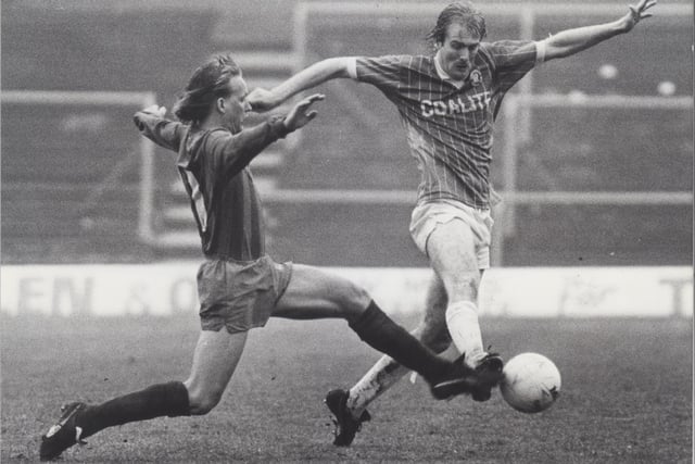 Steve Kendall looks to beat his man during a match on 4 May 1985.