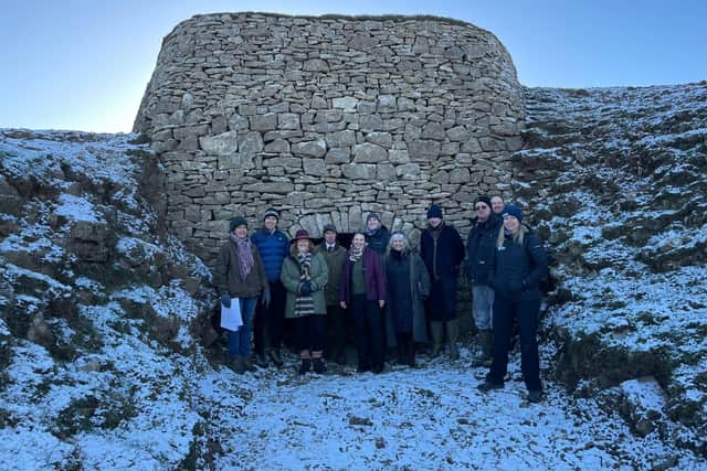 The group visited a recently restored lime kiln at Minninglow.