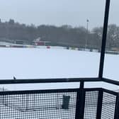 Bradford PA's ground was covered in snow on Saturday. Photo: Bradford PA.