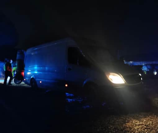 The police made three discoveries after stopping a van near Bolsover.