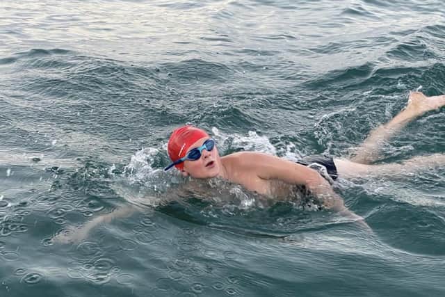Ed Heyworth swam for two hours during the Beech Hall team's crossing of the English Channel. (Photo: Sally Heyworth)