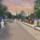 An artist's impression of the plans to transform the area between the town centre and Chesterfield Train Station.