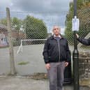 Concerned Chesterfield Borough Council Lib Dem Cllrs Barry Bingham, Left, And Paul Holmes, Right, At A Former Play Area In New Whittington Which Has Been Earmarked By The Labour Led Council For Sale.