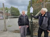 Concerned Chesterfield Borough Council Lib Dem Cllrs Barry Bingham, Left, And Paul Holmes, Right, At A Former Play Area In New Whittington Which Has Been Earmarked By The Labour Led Council For Sale.