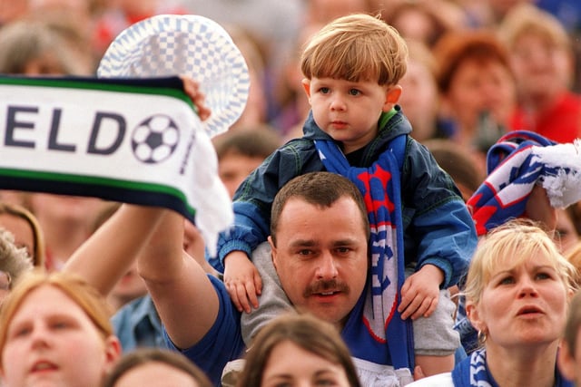 A young Chesterfield fan turns out to see his team.
