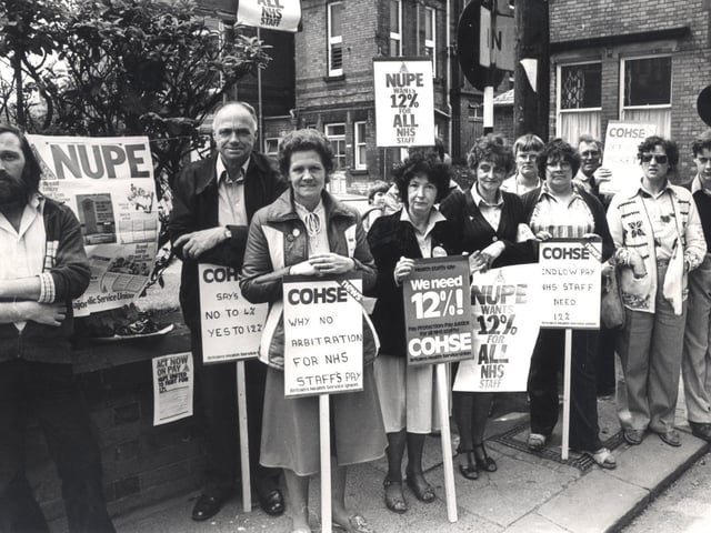 Nursing staff from Scarsdale Hospital, Chesterfield, on picket duty, May 1982