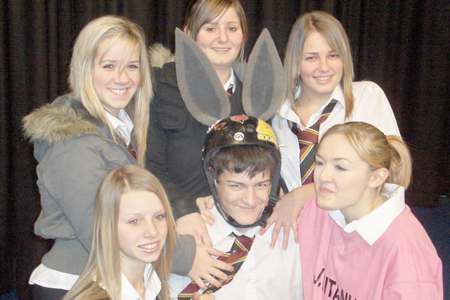 Troy Flynn, Joanna Bollands, Rachel Kellary, Danielle Mason, Samantha Clayton and Olivia Hird, from Springwell School, Staveley, perform A Midsummer Night's Dream at a Shakespeare festival in Chesterfield's Pomegranate Theatre.
