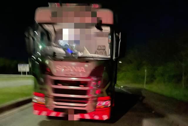 A lorry driver was caught watching tv while travelling on the M1.
