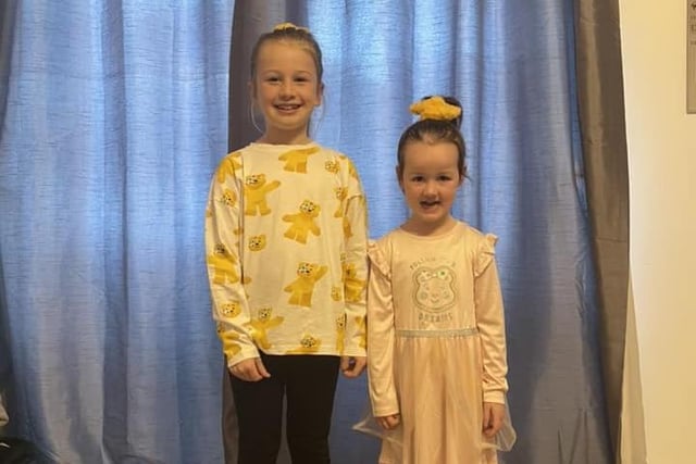 These little ones look very stylish in their Pudsey top and pretty dress, in this photo submitted by Paige Marie Tye.