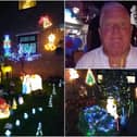 Steve Pollard, top right,  is raising money for Ashgate Hospice through a festive lights display in his garden at St Lawrence Avenue, Bolsover.