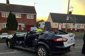 Fire services have been forced to cut off a roof of a car in Derbyshire following an incident.
