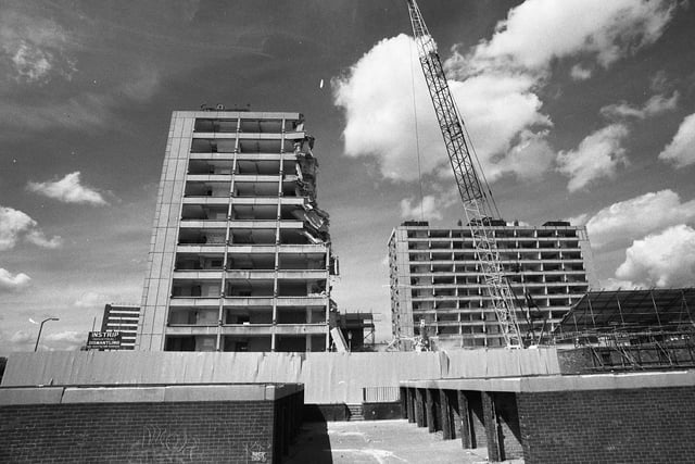 Sunderland's twin tower blocks Sussex Court and Borough Court in Hendon faced demolition in 1990.