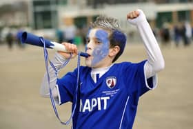 Chesterfield fan Brandon Forester, ten, enjoying his time at Wembley.