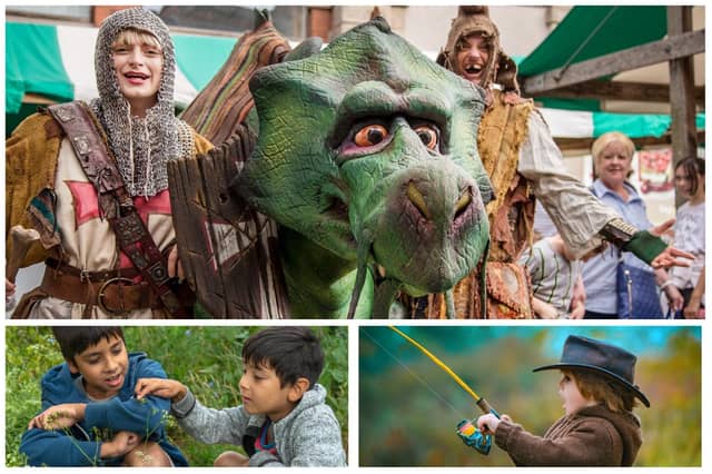 Medieval market in Chesterfield, free fishing at Findern and Shardlow, insect hunt at Middleton Top, near Matlock (photos: Chesterfield Borough Council, Adobe Stock)