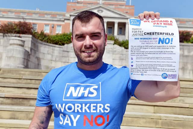 Lead nurse Matthew Tacey is organising a march through Chesterfield over 'pay inequality' for NHS workers. Picture by Brian Eyre.