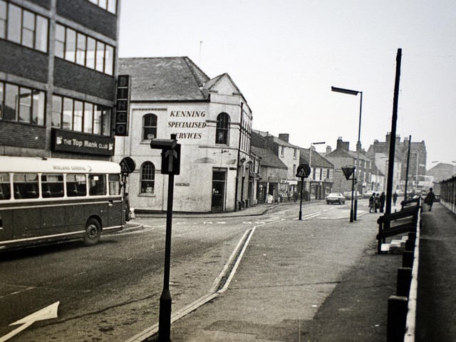 Beetwell Street looking west in 1977. The Kennings building was later knocked down and the site is now home to the police station
