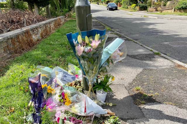 Floral tributes on Hazel Drive, Walton