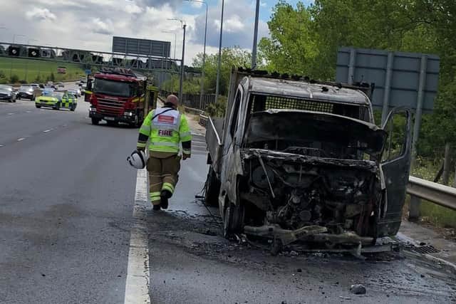 This was the scene on the M1 following the fire earlier today