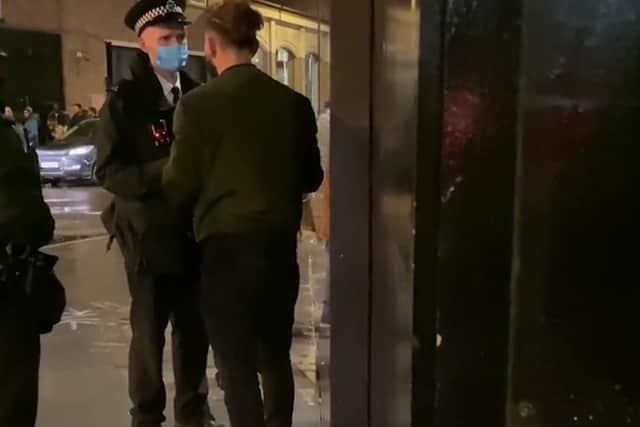 The footage posted by the Met Police showed officers conducting random drugs swabs in Shoreditch