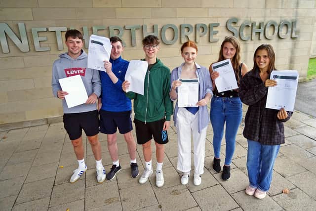 Netherthorpe School students celebrating their A-level results