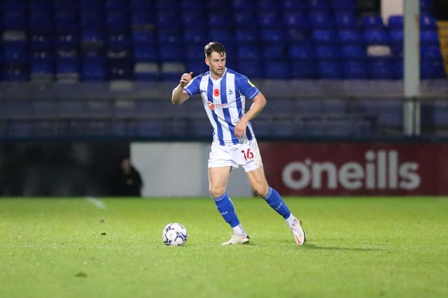 Byrne forms part of an unchanged three at centre back for Pools. (Credit: Michael Driver | MI News)
