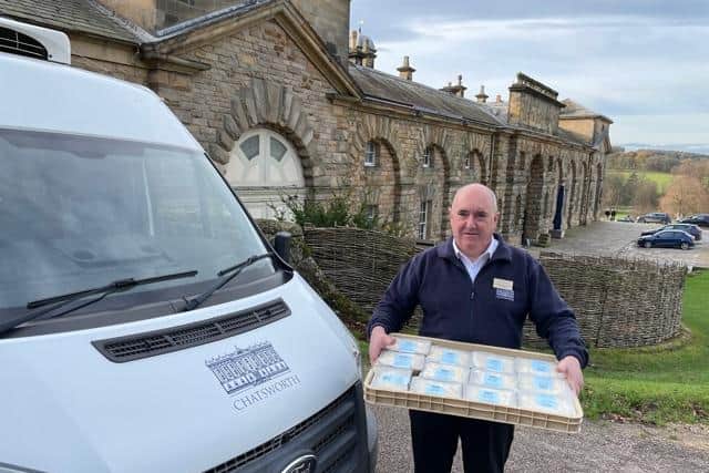 Chatsworth delivery driver John Wilson with ready meals for the Jigsaw food bank.