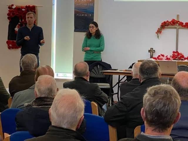 Ne Derbyshire Mp Lee Rowley And Ne Derbyshire District Cllr And Derbyshire County Cllr Charlotte Cupit At A Public Meeting About A61 Congestion