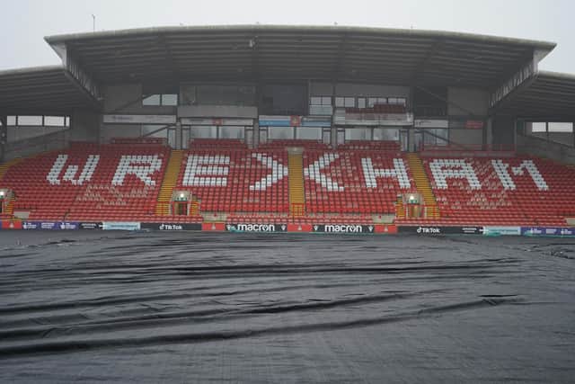 Wrexham v Chesterfield has been postponed despite frost covers being put down. Picture supplied by Wrexham.