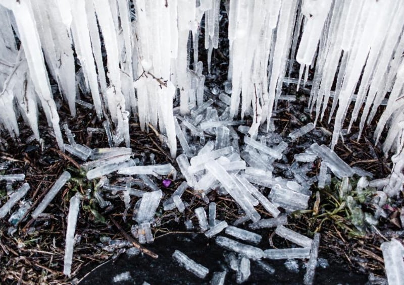 Some of the icicles have broken off.
