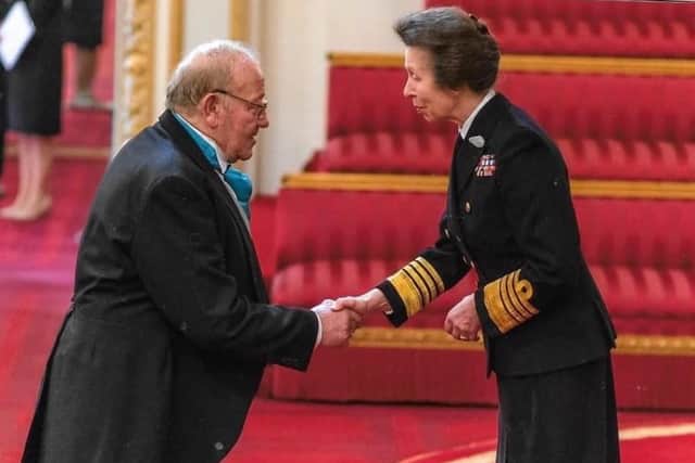 Doug Bradbury receives his MBE from HRH the Princess Royal.