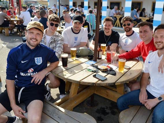 Football fans at The Spotted Frog cheered England to victory in their match against Germany.