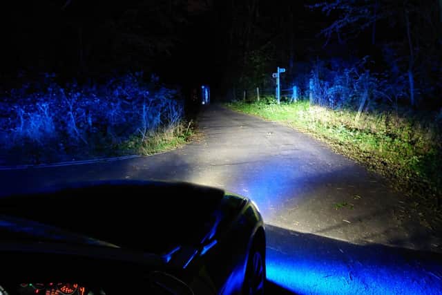 Derbyshire RPU shared these images of the car down a secluded road, hidden away from prying eyes (Picture: Derbyshire RPU)