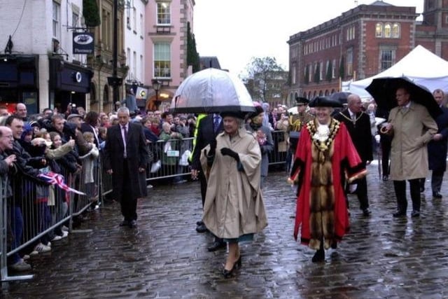 The Queen and Prince Philip on walkabout in Chesterfield town centre.